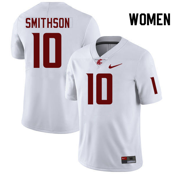 Women #10 Leyton Smithson Washington State Cougars College Football Jerseys Stitched-White